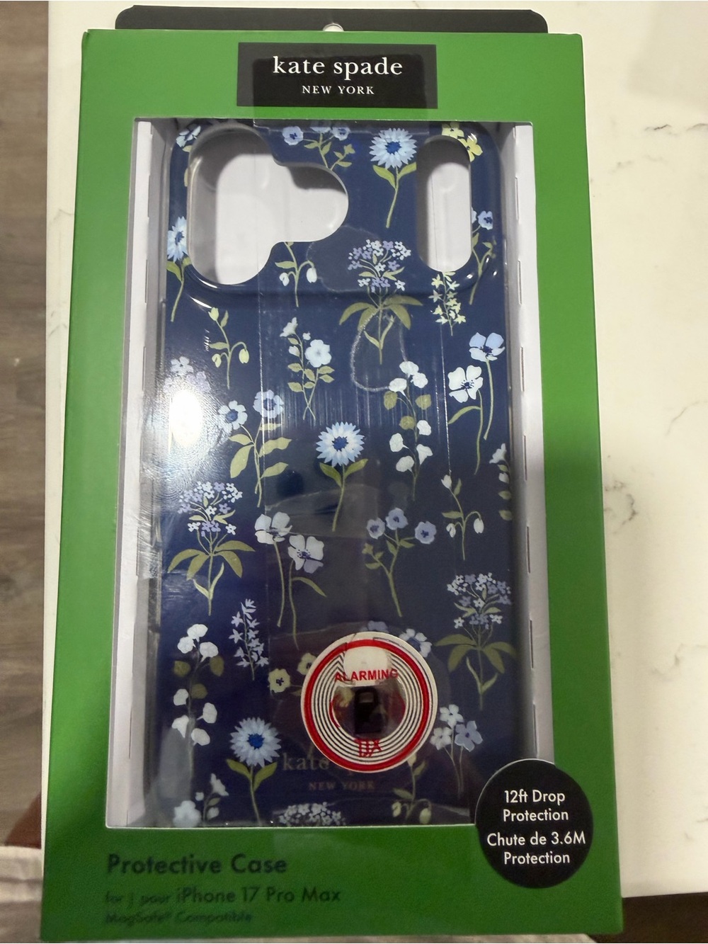 kate spade Navy Floral iPhone 17 Pro Max Case with White Flowers